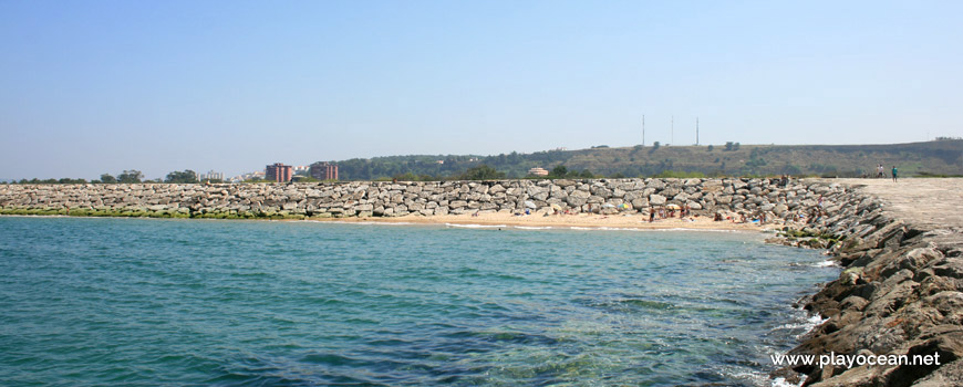 Small sand at Praia de São João da Caparica Beach