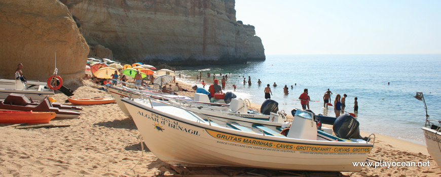 Boats at Praia de Benagil Beach