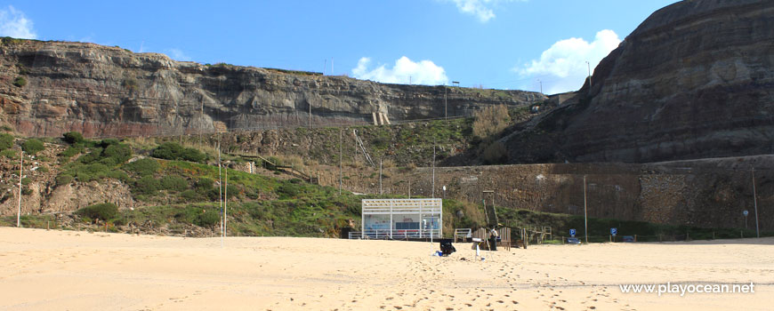 Cliff and bar, Praia da Calada Beach