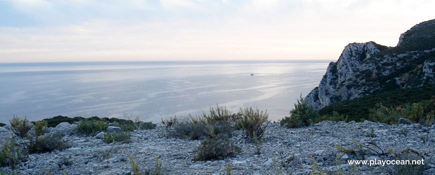 View to the sea from the top of the cliffs of Praia da Ribeira do Cavalo Beach