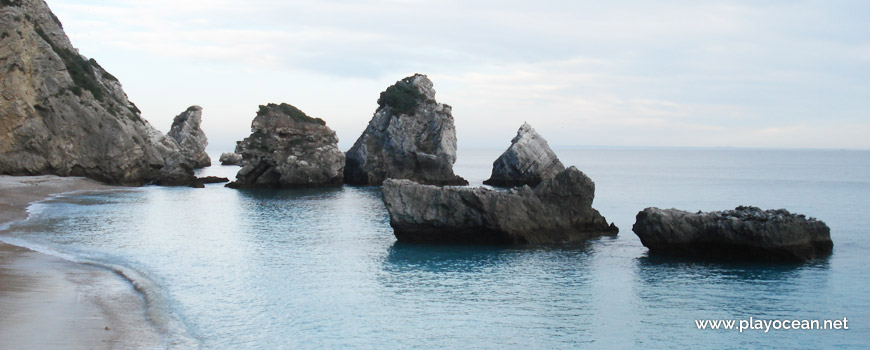 Rocks at seaside of Praia da Ribeira do Cavalo Beach