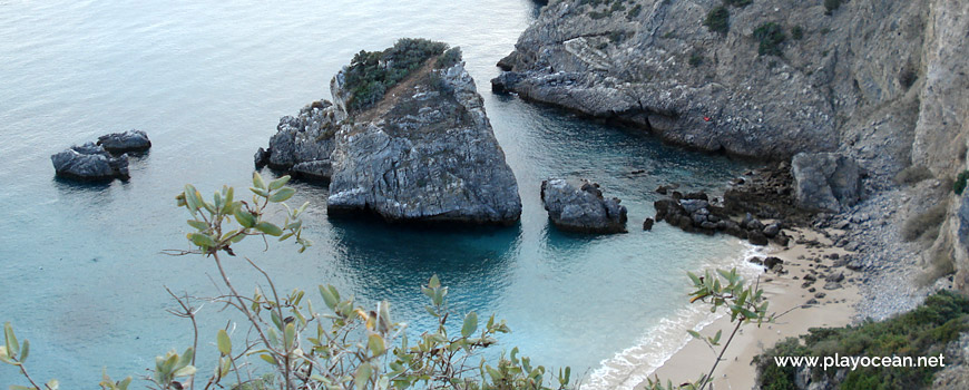 View from top of the cliff of Praia da Ribeira do Cavalo Beach