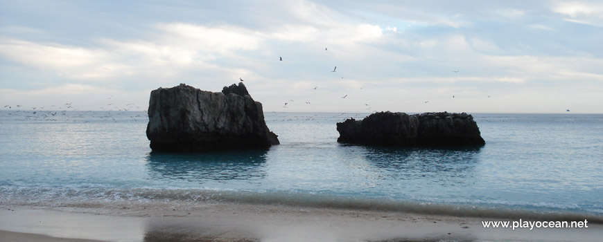 Rochedos à beira-mar da Praia da Ribeira do Cavalo