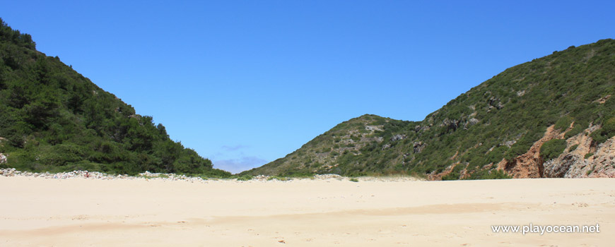 Greenish hills at Praia da Figueira Beach